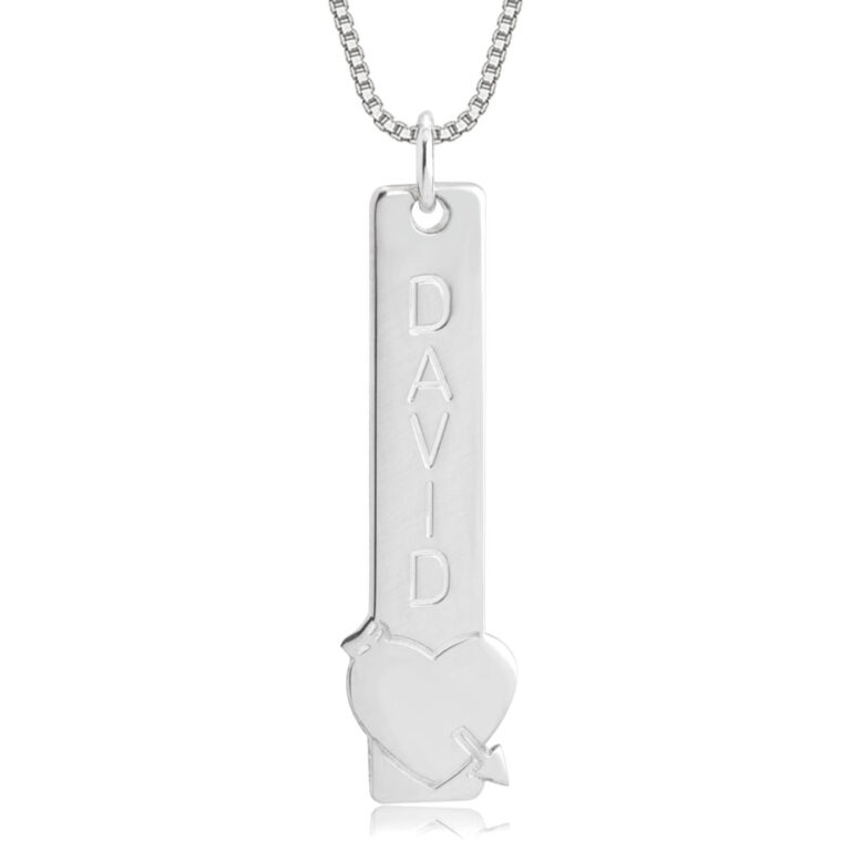 Engraved Heart Bar Necklace