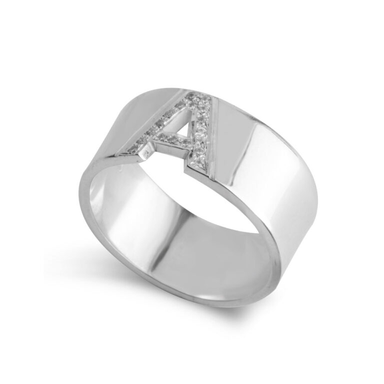 Initial Ring with Cubic Zircon Letter