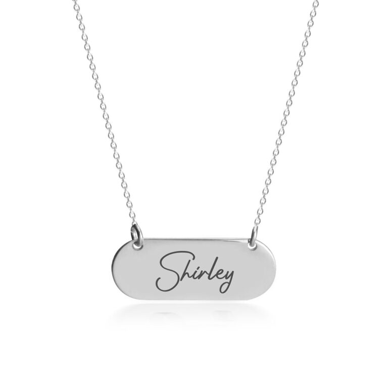 Bar Necklace With Name in Cursive