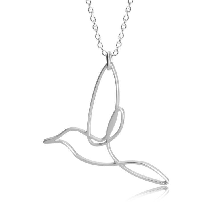 Line Art Hummingbird Necklace