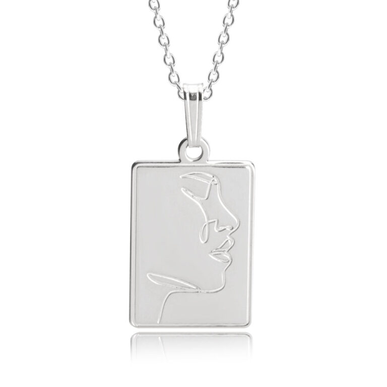 Engraved Necklace With Line Art Face
