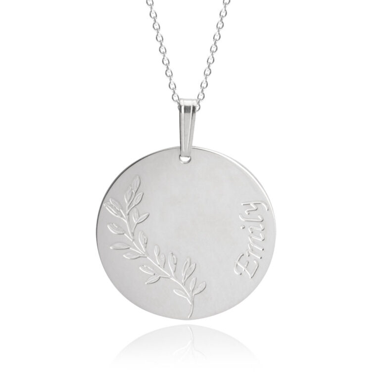 Engraved Name Necklace With Branch
