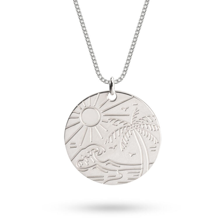 Back And Front Engraved Vacation Necklace