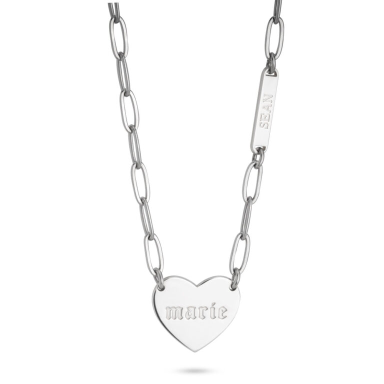 Paperclip Heart and Bar Necklace