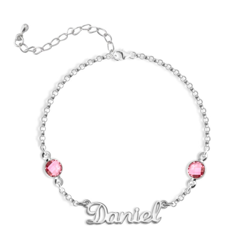 Two birthstones Name Anklet